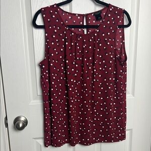 Ann Taylor Factory Women's Red Polka Dot Sleeveless Top
